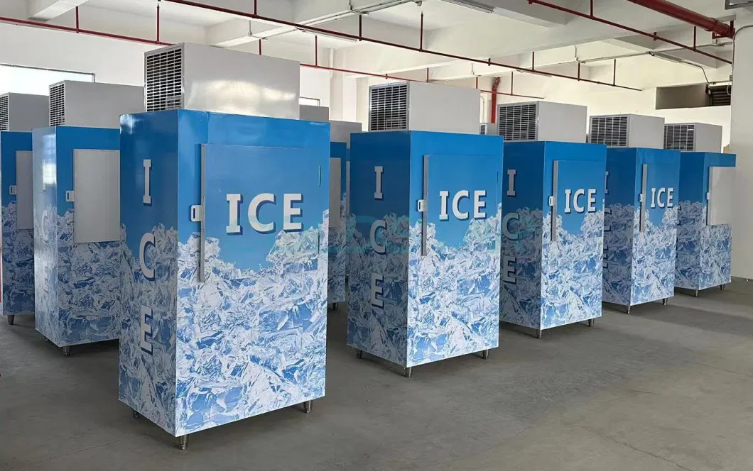 Outdoor Commercial Bagged Ice Freezer Merchandiser Cold Room Storage Bin